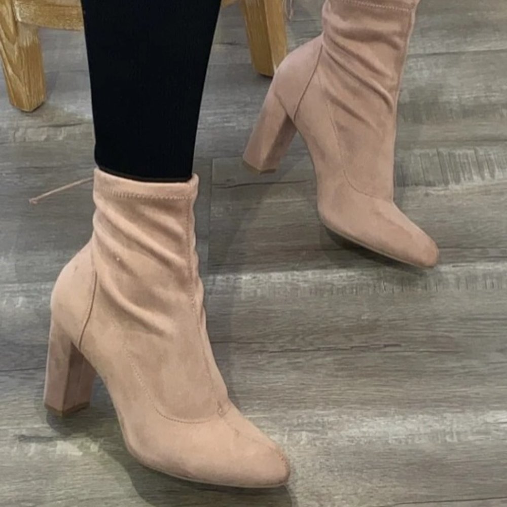 Dark Blush Chunky Heel Booties